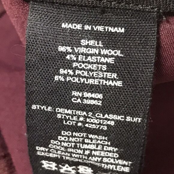 THEORY Demitria 2 Pant Women 8 (32x36) Burgundy Wide Leg Flare Wool Trouser - Picture 11 of 12